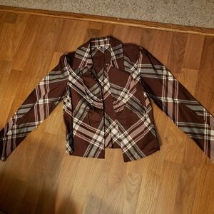 Stylish Plaid Shirt in Rich Dark Brown-Purple And Grey